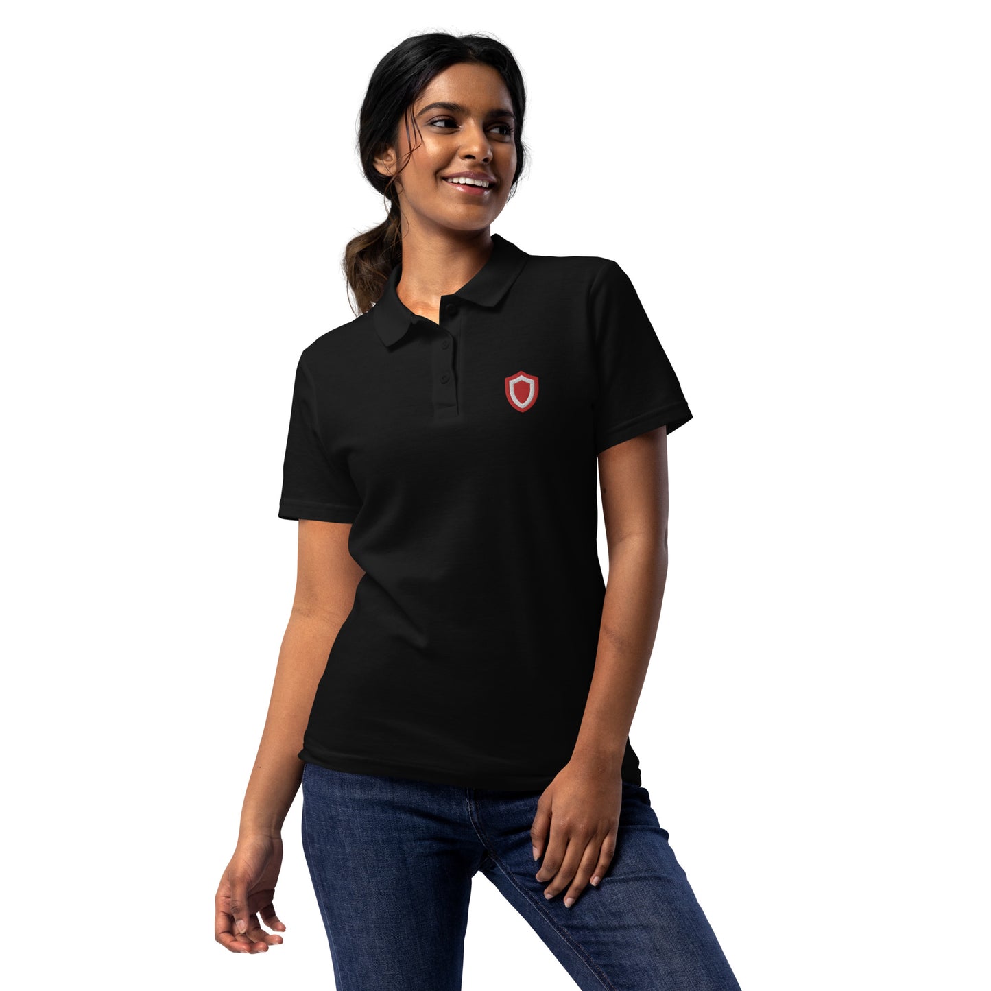 Women’s pique polo shirt.